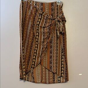 Bohemian Wrap Skirt with Multicolor Pattern